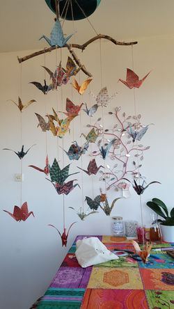 mobile origami grues japonaises
