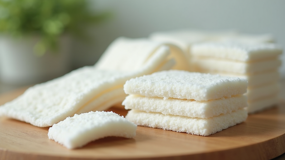 Close-up view of eco-friendly laundry detergent strips on a wooden surface
