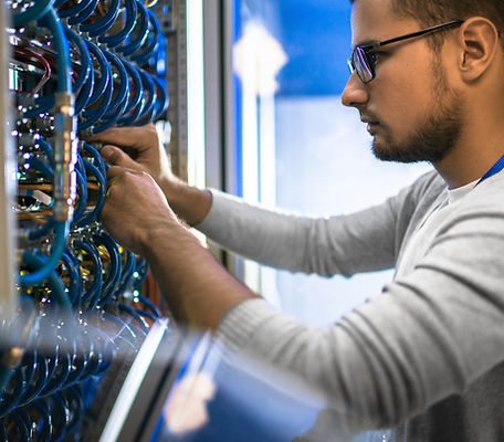 Pronto Tech technician connecting new rack