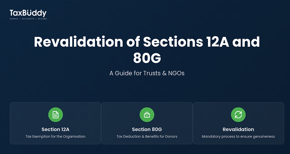 Revalidation of Sections 12A and 80G - Taxbuddy