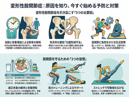 変形性股関節症の原因を徹底解明:先天性、加齢、体重、生活習慣との関係