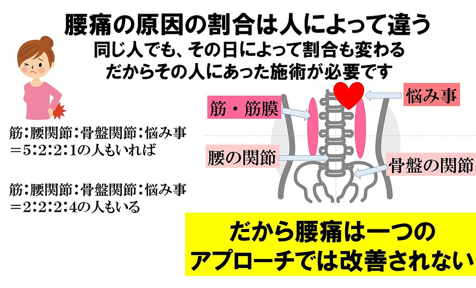 佐賀市 整骨院 交通事故 頭痛 坐骨神経 骨盤矯正 オススメ 人気 人によって腰痛の原因は違う
