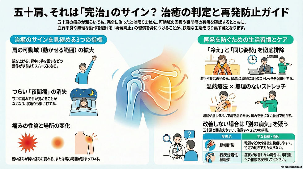 五十肩 治癒の判断と再発防止