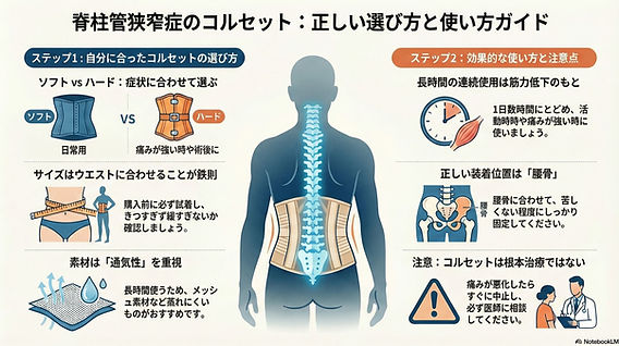脊柱管狭窄症にコルセットは有効？症状緩和のための選び方と使い方
