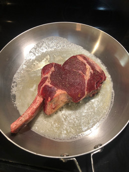 Steak sear in pan