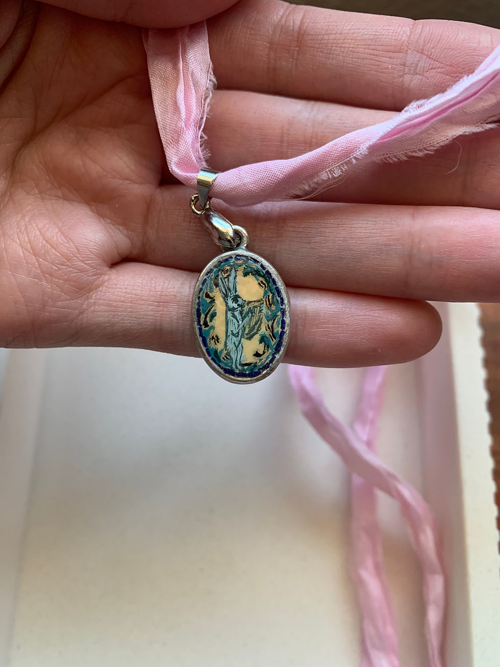 Thumbnail: Rabbit and Harp Charm- Illuminated Medieval Manuscript Style Pendant Necklace