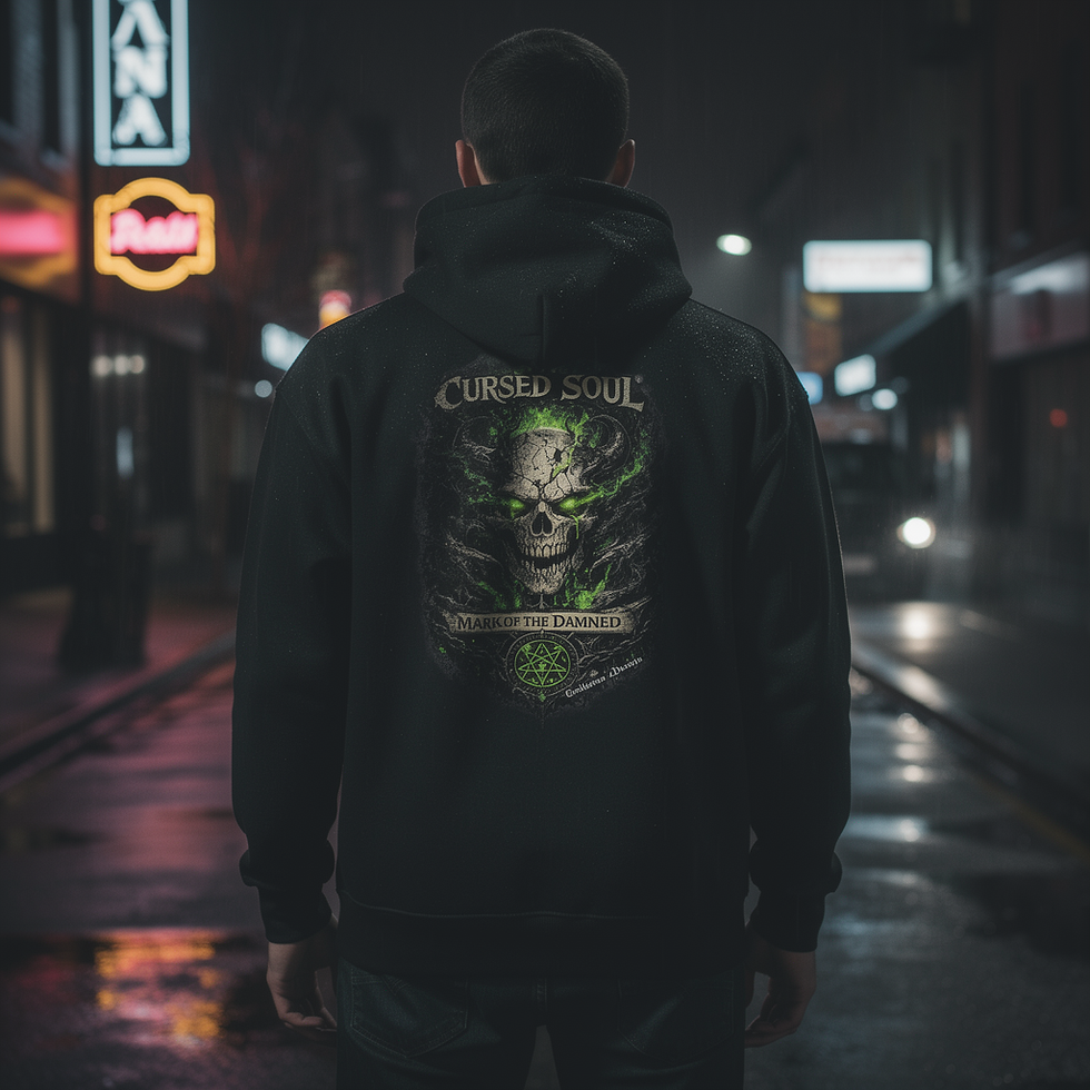 Miniaturbild: Cursed Soul Skull /Lockerer Unisex Bio-Hoodie