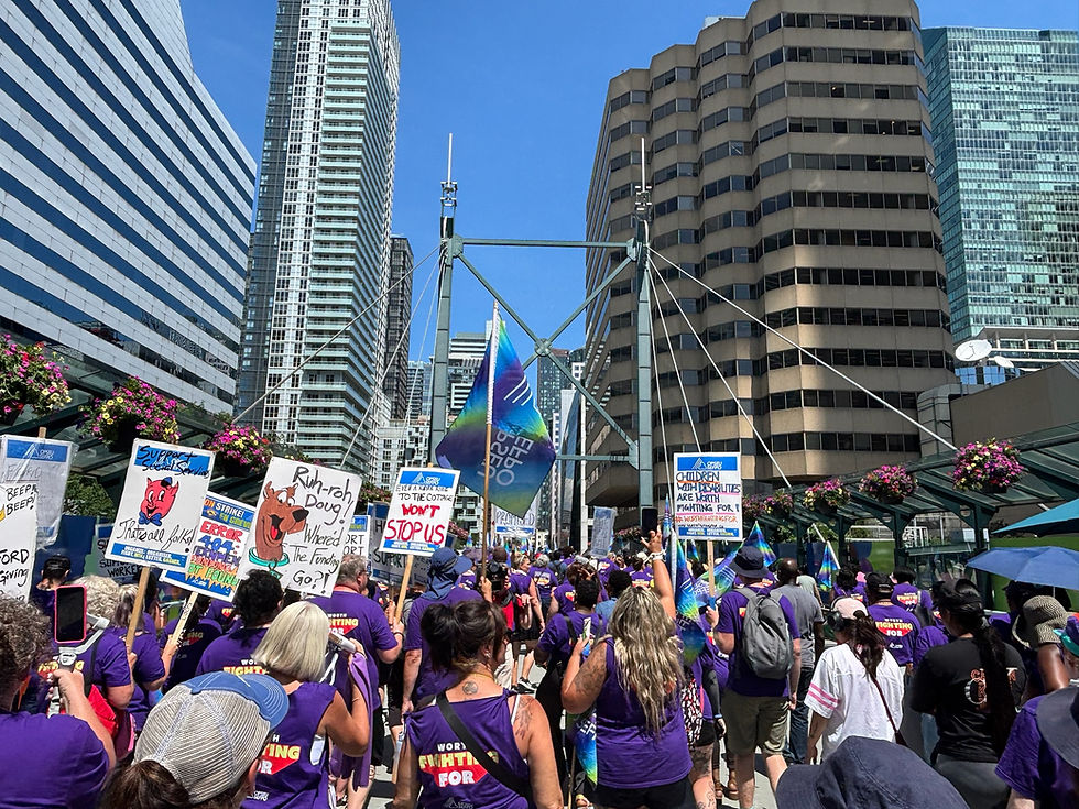 Striking workers descend on the Treasury Board with a strong message for Premier Ford: “Come to the table, fund our services, end the strike.