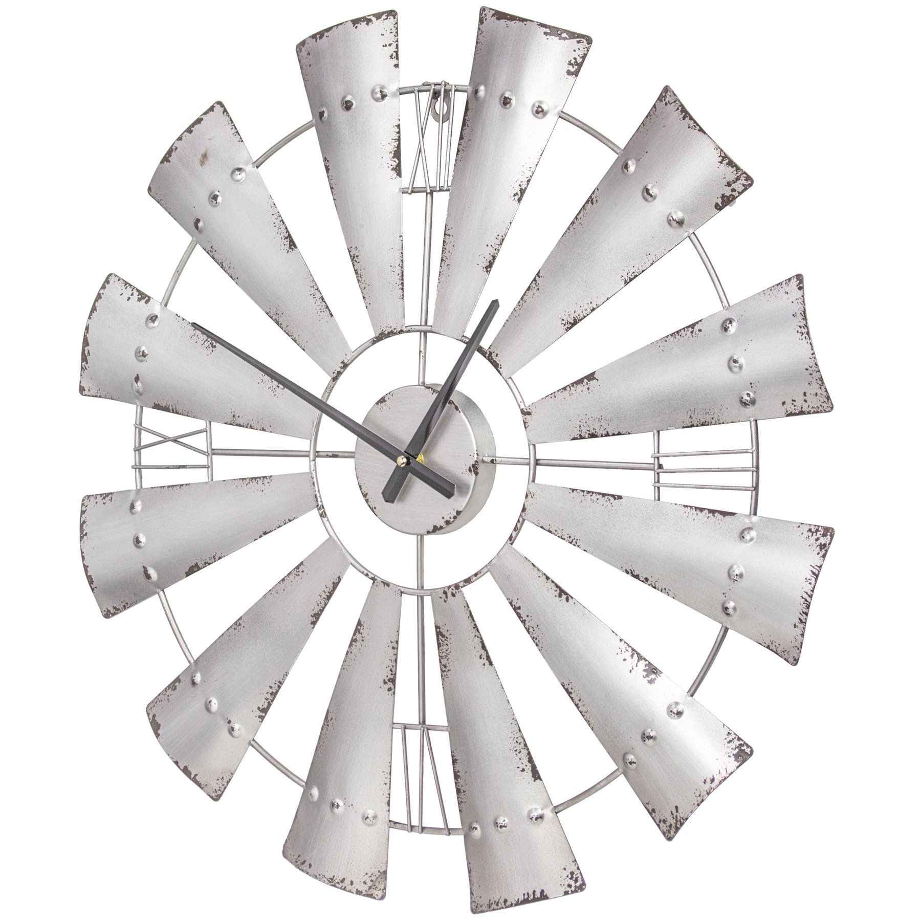 31" Metal Windmill Oversized Vintage Wall Clock