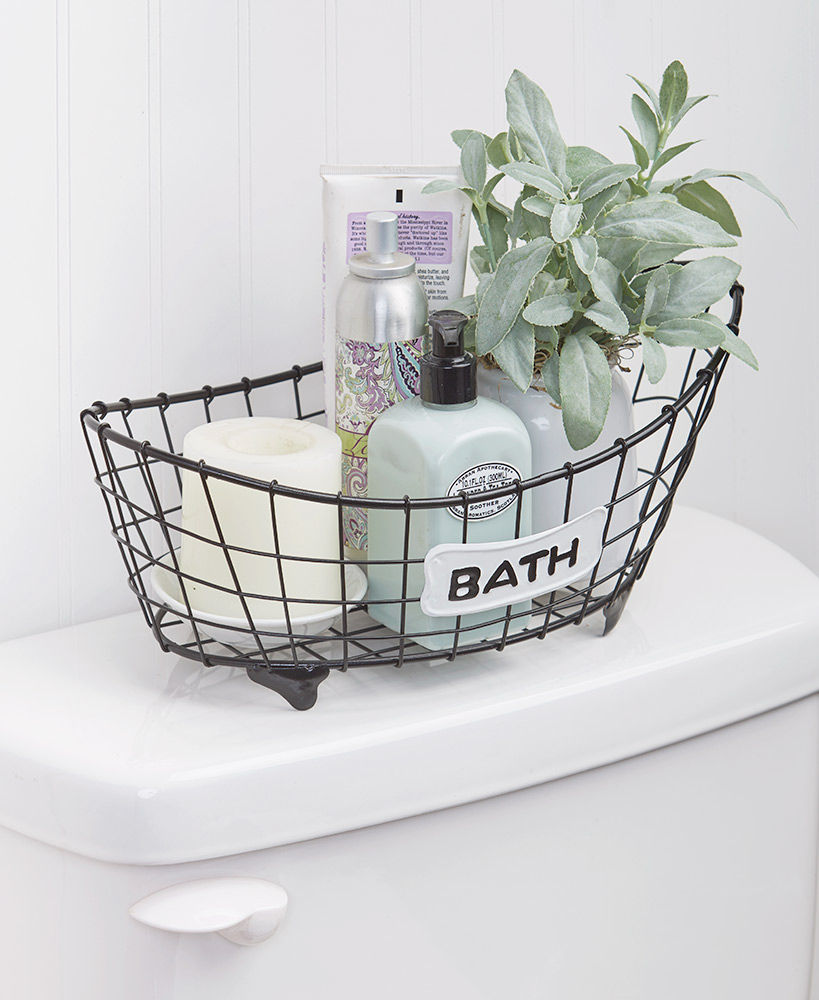 14" Bathtub Shaped Storage Basket Says "BATH"