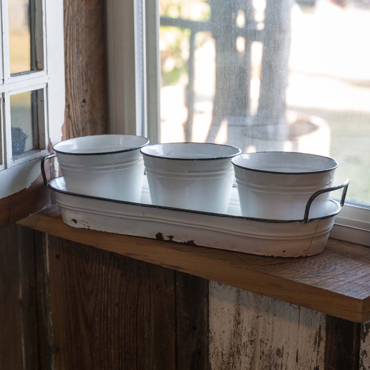 Painted Garden Pots with Tray SKU: EAW80528