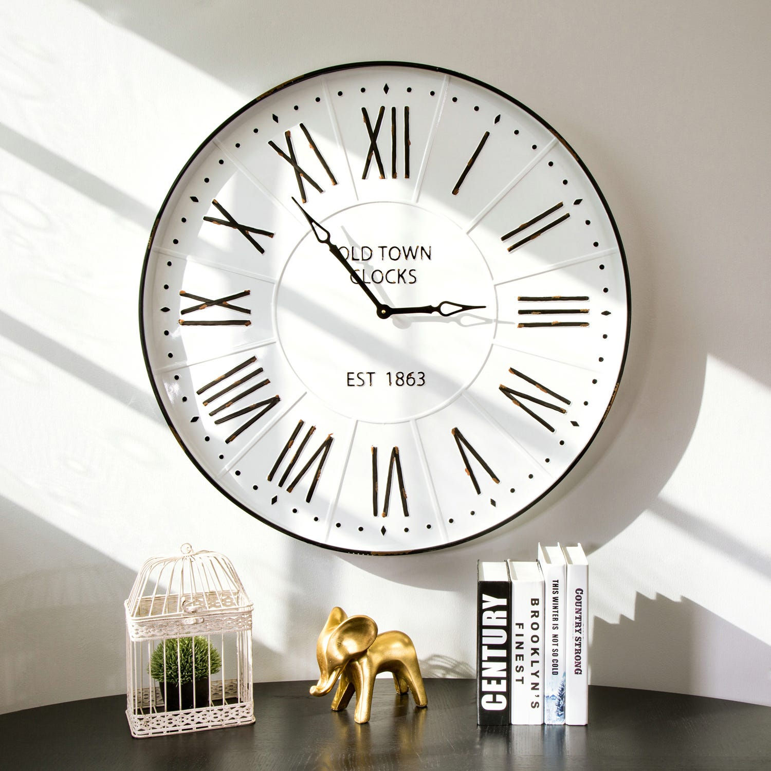 31.5" Oversized Farmhouse Metal Wall Clock