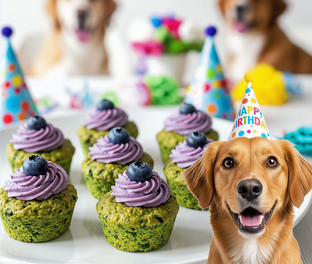 Pimmy's Chicken & Spinach Dog Mini-Muffins with Blueberry Cloud Frosting!