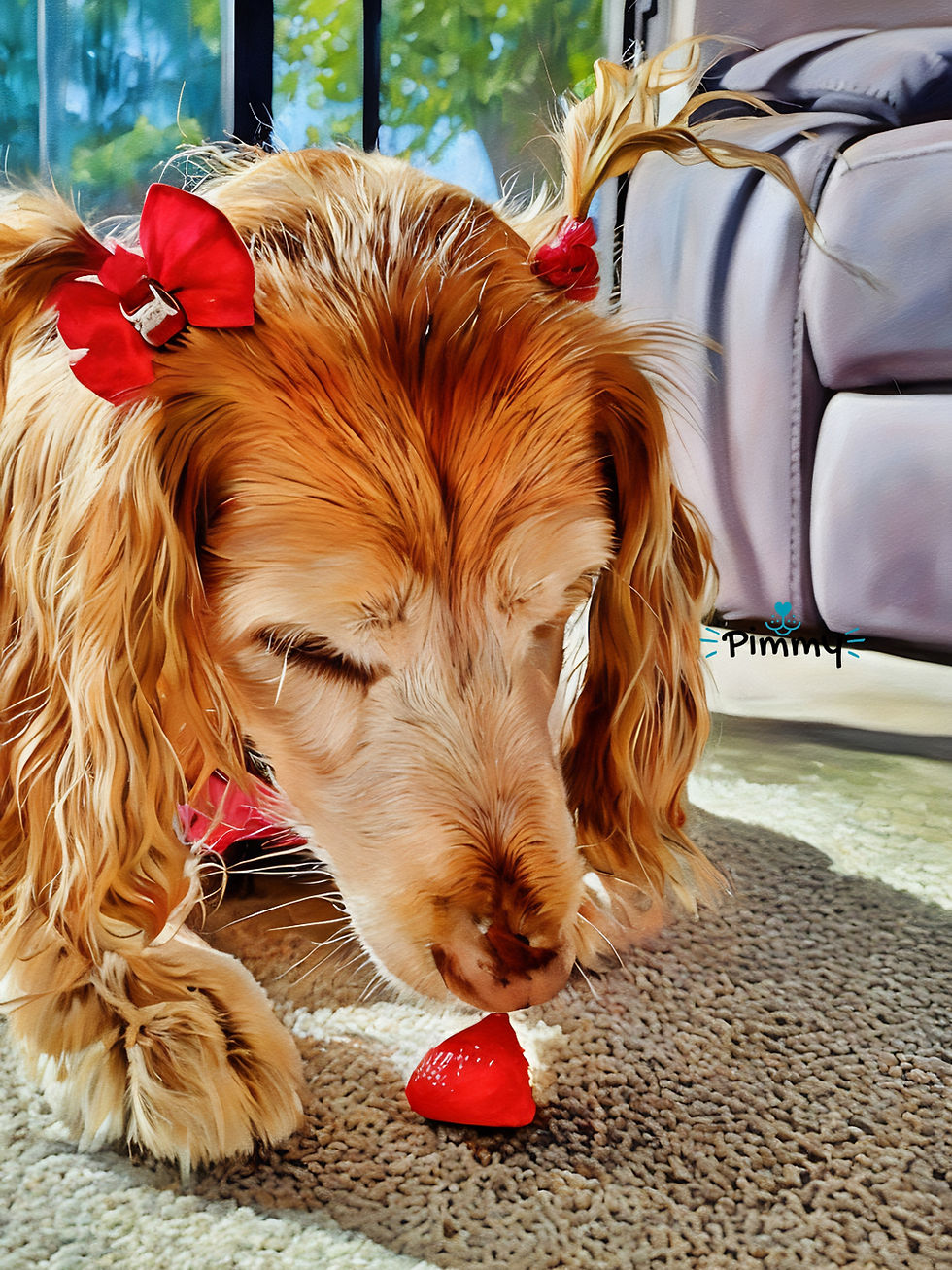Pimmy's smelling a strawberry