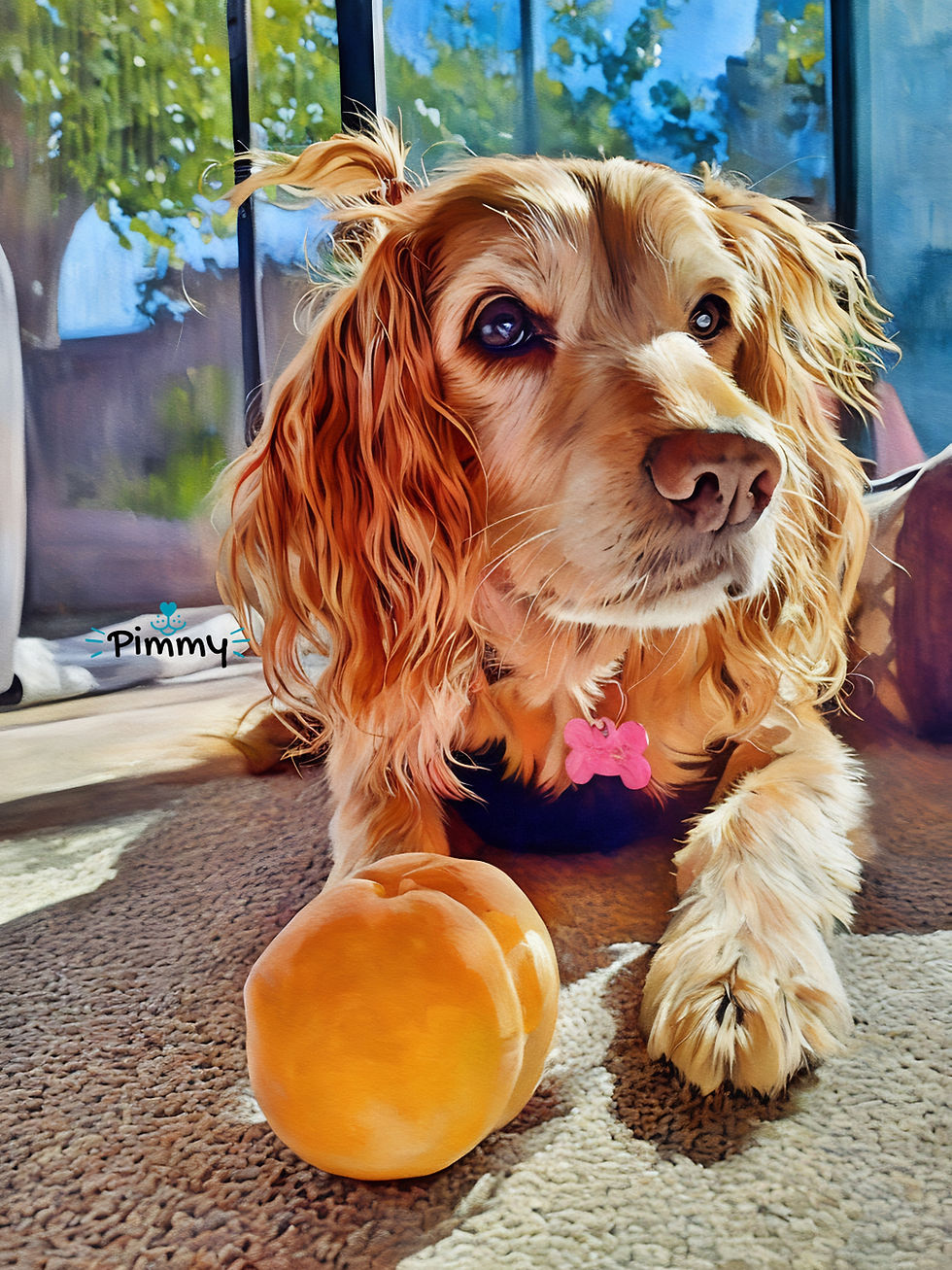 Pimmy's sitting next to a peach
