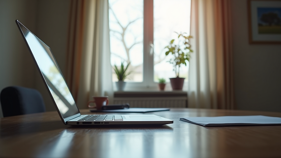 Vue d'un bureau bien organisé avec des fournitures de bureau et un ordinateur portable