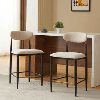 Set of 2 Counter Stools with Upholstered Seats,