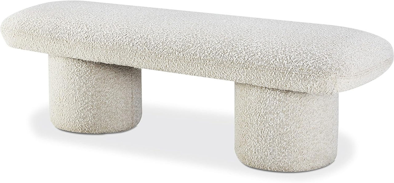 Crema White Boucle Bench