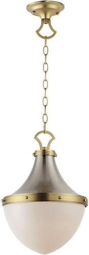 Conrad 1-Light Pendant Light | Satin Nickel/Satin Brass Finish | White Glass Shade | Transitional Kitchen Dining Pendant
