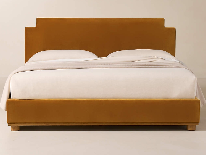 Plaza Smoked Amber Velvet Upholstered King Bed