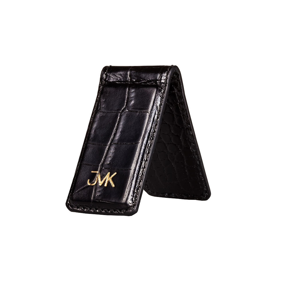 Thumbnail: Money clip black embossed croc leather
