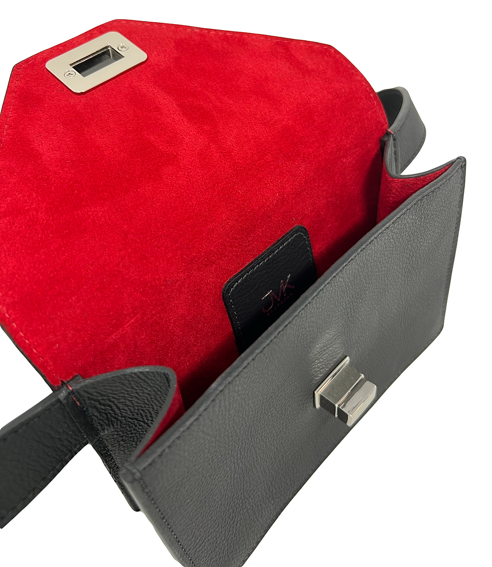 Thumbnail: Belt bag square black full grain leather