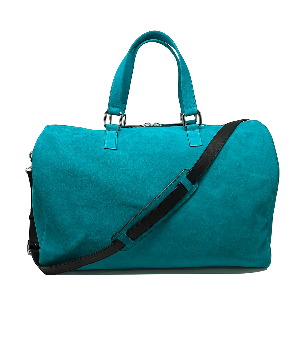 Thumbnail: Duffle Bag turquoise suede leather