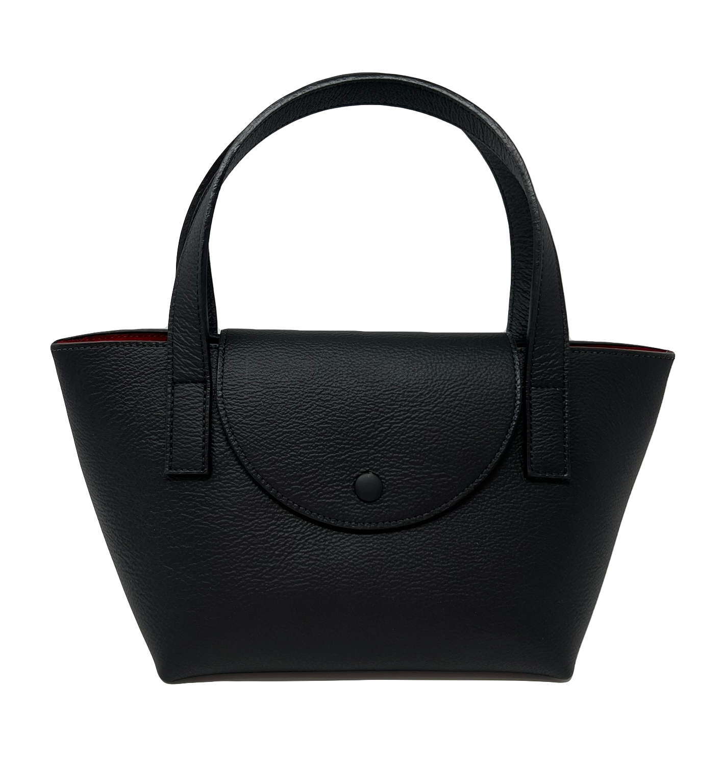 Mini tote bag black full grain leather