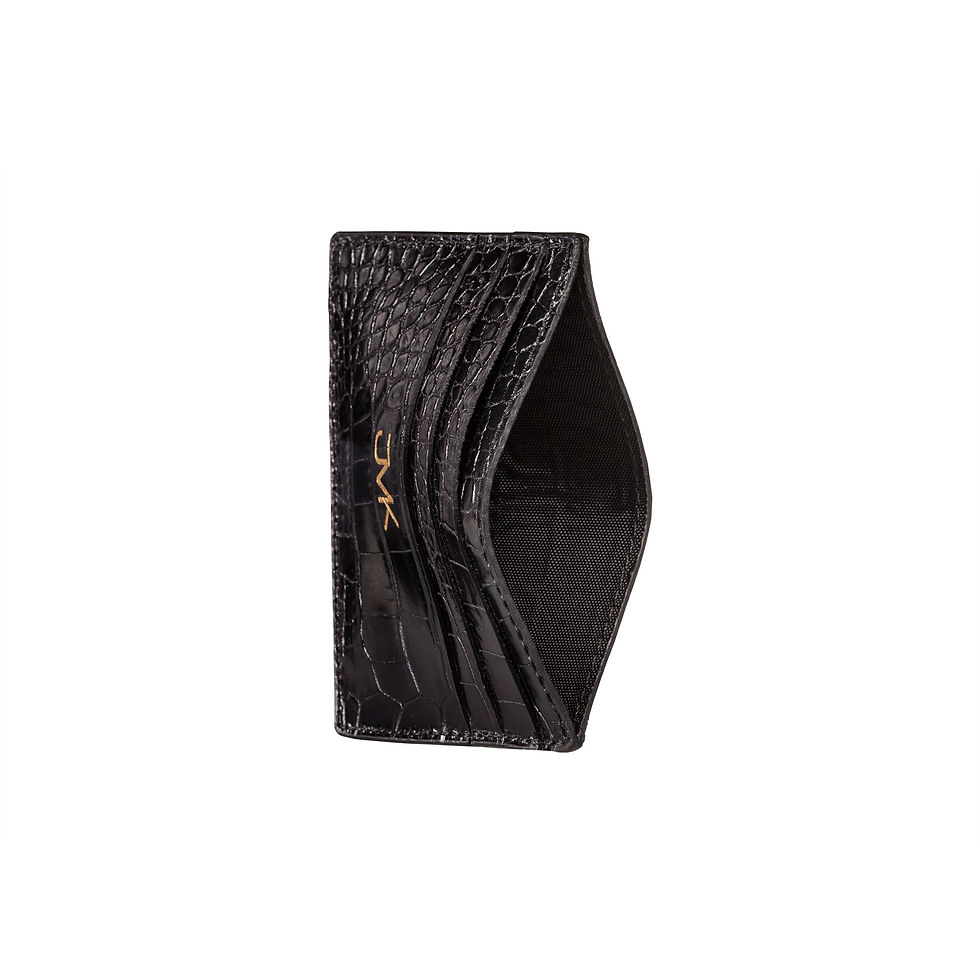Thumbnail: Card holder 6 slots black embossed croc leather