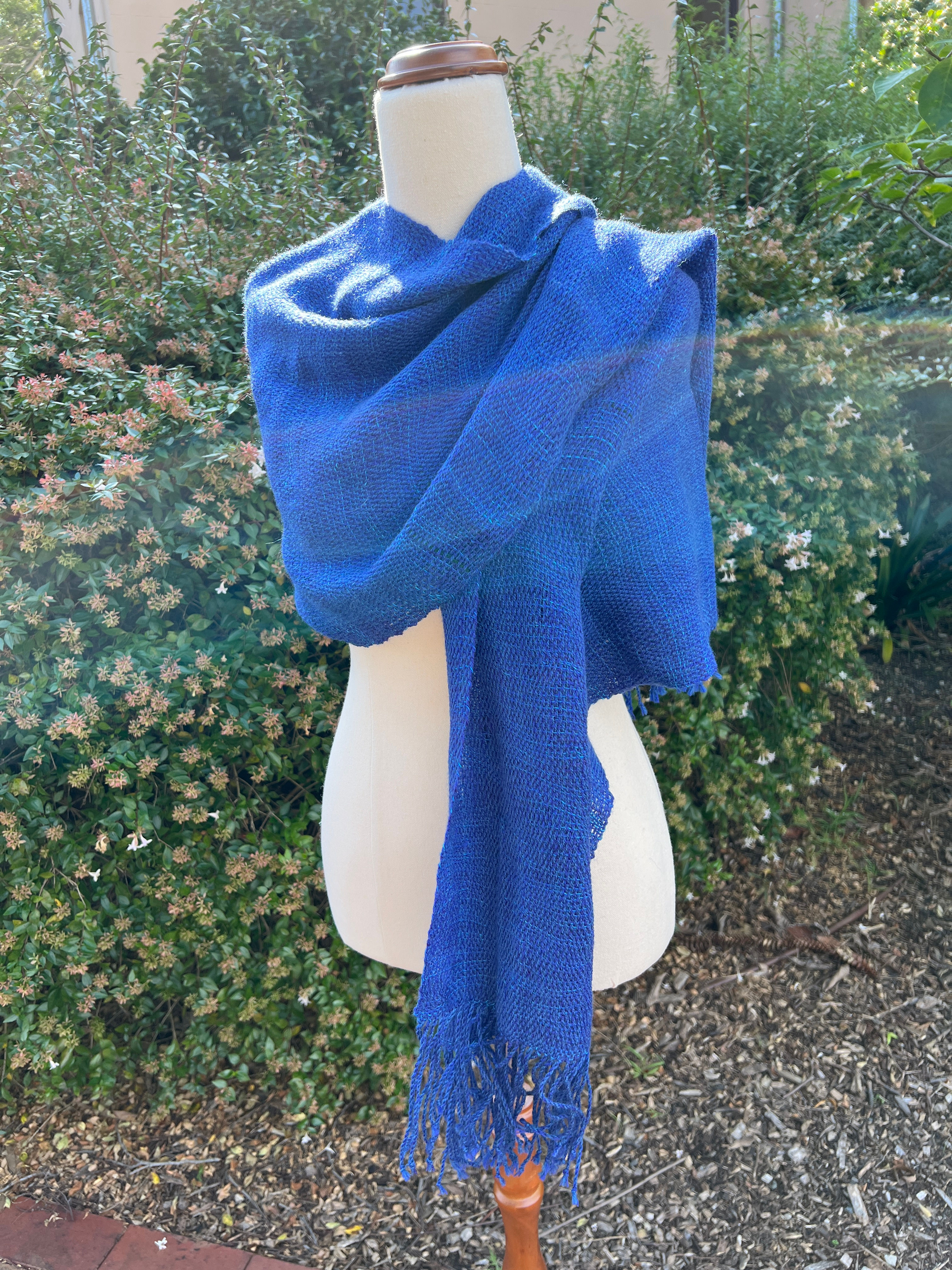 Indigo Blue Hand Woven Scarf/Shawl