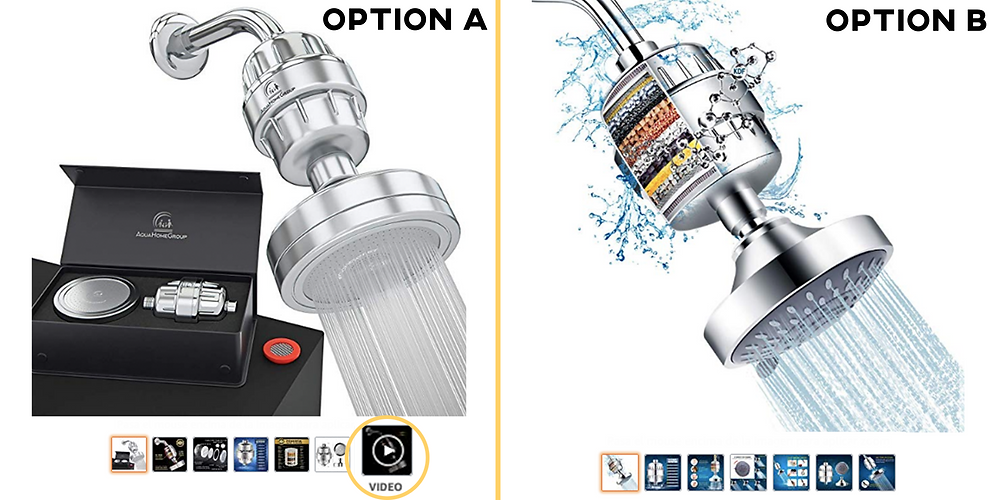 Shower Head Video Comparison Listing Amazon
