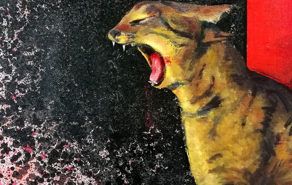 a roar of a cat 2, oil on canvas, 116cm x 89cm, 2018局部高清的副本.jpeg