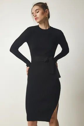 Black Long Sleeve Lycra Dress