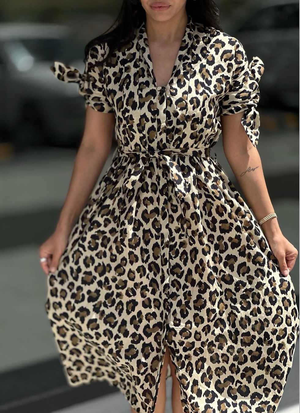 Thumbnail: Leopard print dress with tie waist