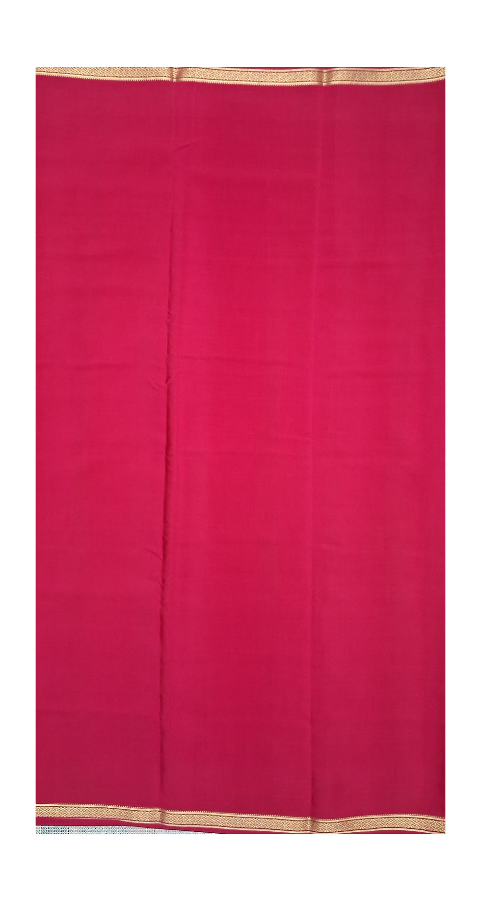 Thumbnail: Pure Mysore Crepe Silk Saree with Blouse - Vibrant Rani Pink