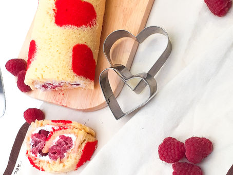Valentijn rolcake met frambozencrème