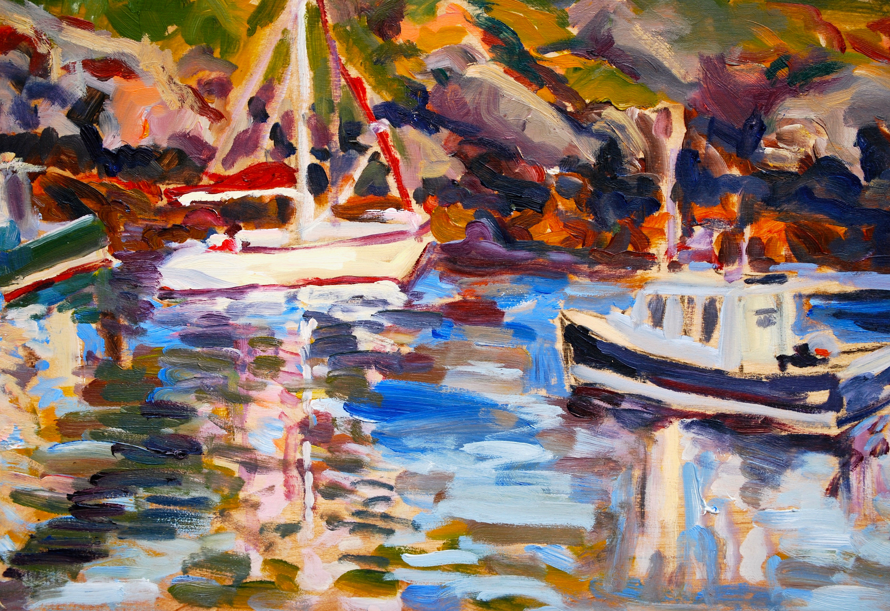 Boats in Monhegan Harbor, Morning, 2017
