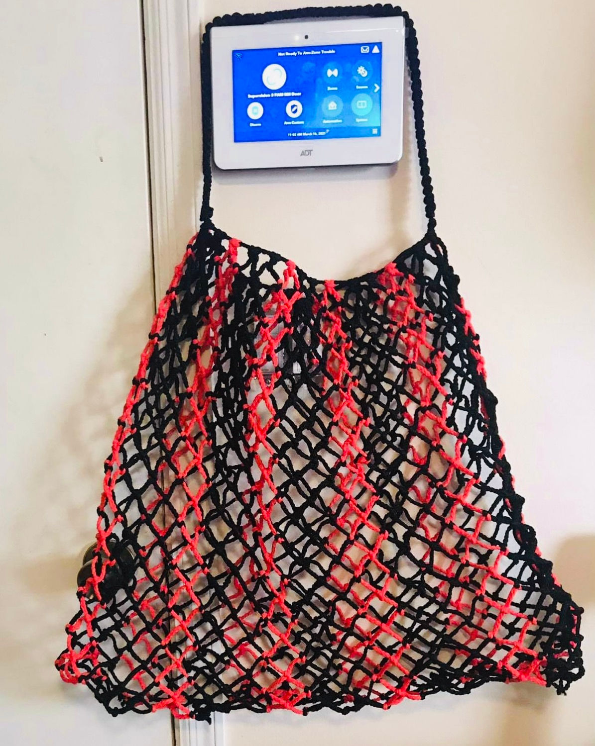 Macrame black and coral beach bag-acCORDing to Lori