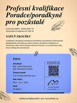 Profesní kavalifikace, poradce/poradkyně pro pozůstalé