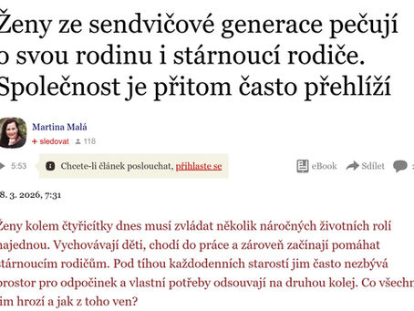 Ženy ze sendvičové generace pečují o svou rodinu i stárnoucí rodiče. Společnost je přitom často přehlíží
