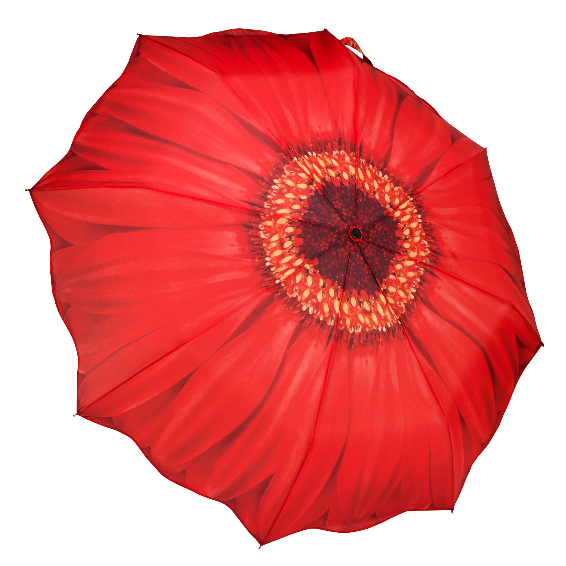 Red DaisyFolding Umbrella-Single Cover Reverse Close