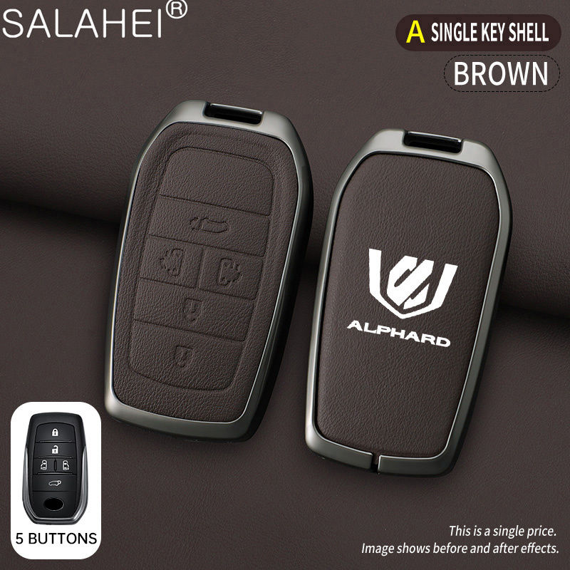 Miniatura: Zinc Alloy Leather Car Key Case Cover Protective Shell Accessory For Toyota Vell