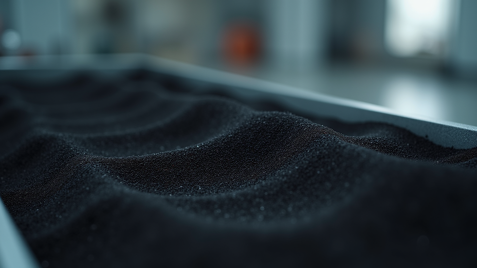 Close-up view of activated carbon granules in a filtration system
