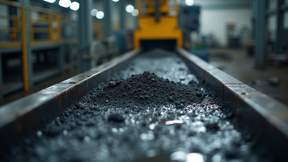 Close-up view of industrial sludge being processed in a treatment facility