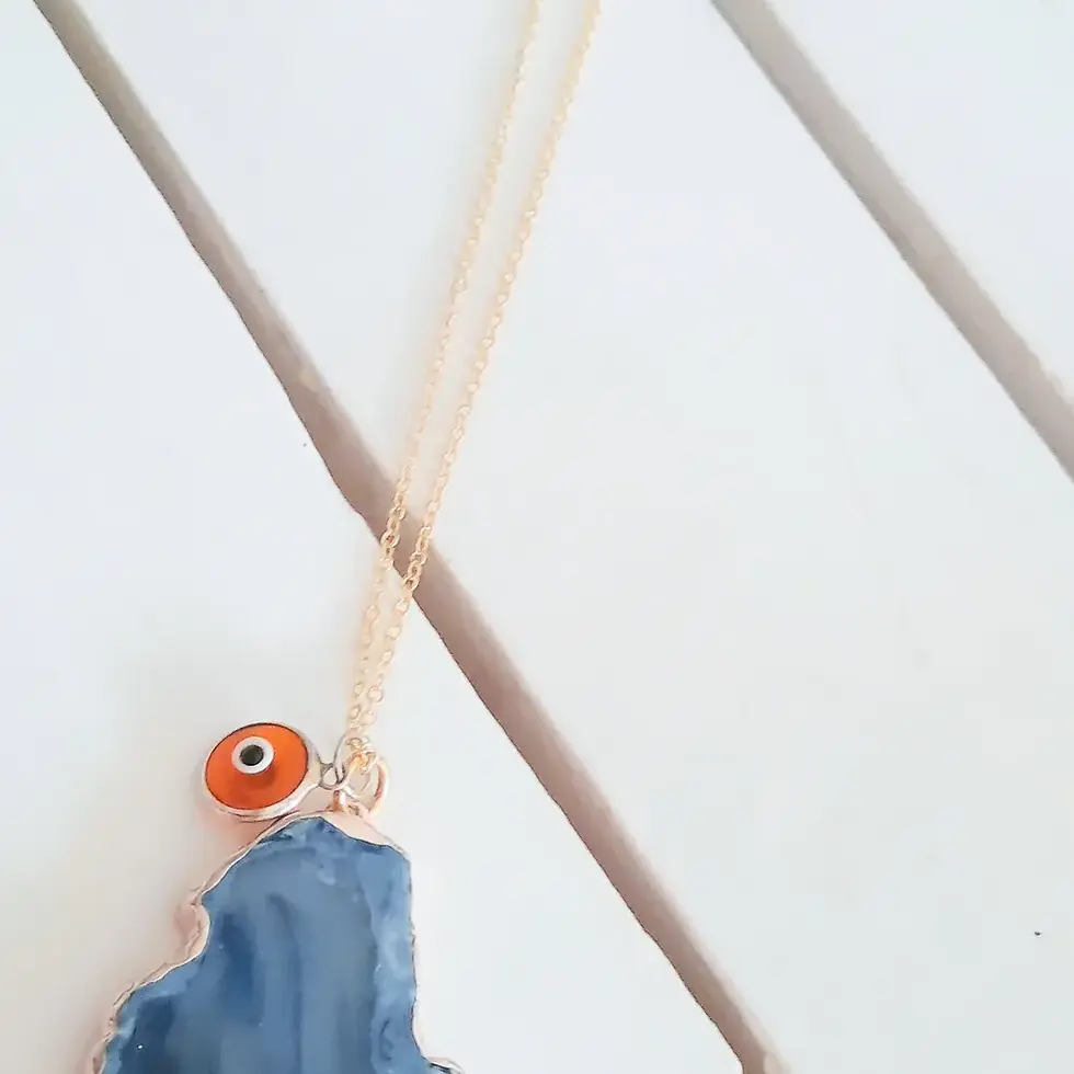 Thumbnail: Necklace with genuine Zaire stone and evil eye