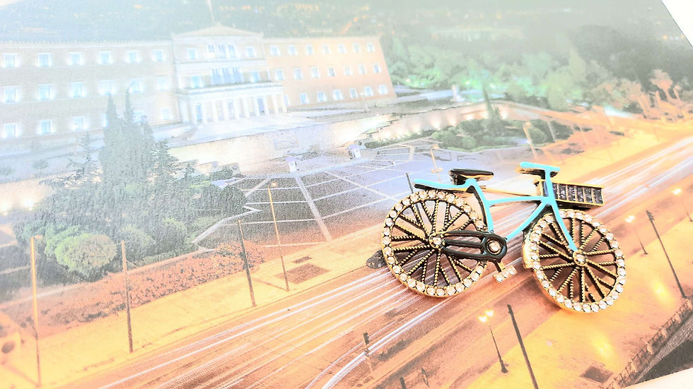 Thumbnail: Brooch bicycle, 7,5cm length gold plated