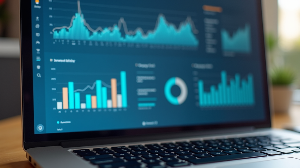 Close-up view of a laptop screen showing digital marketing analytics dashboard