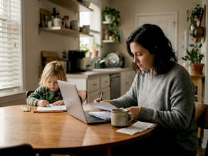 Parent reviewing life insurance papers with child