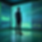 A man looking at a wall of charts and graphs in the future