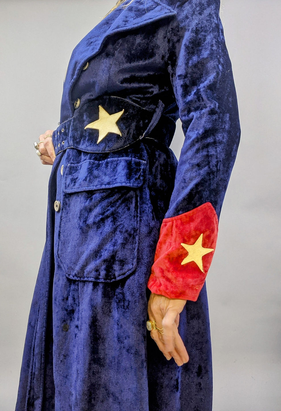 Thumbnail: 1970's Blue Velvet "Stars + Stripes" Coat